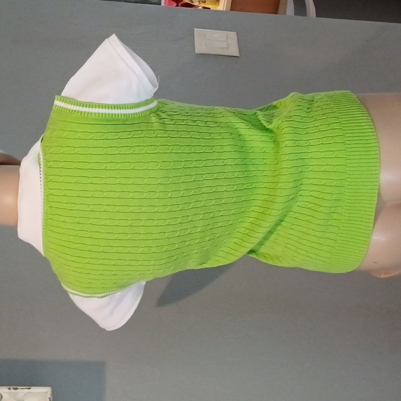 🔥🔥🔥Lauren Ralph Lauren Cableknit green sweater vest with white shirt P XS - Picture 3 of 8